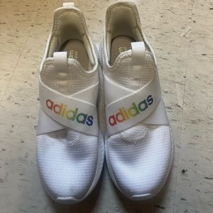 White athletic adidas rainbow label size 8